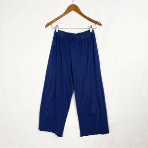 Prairie Cotton Lettuce Crop Pant in Soft Cotton Blue Size Small Wide Leg